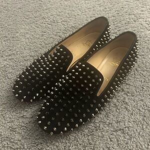 Christian Louboutin Black Spiked Loafers